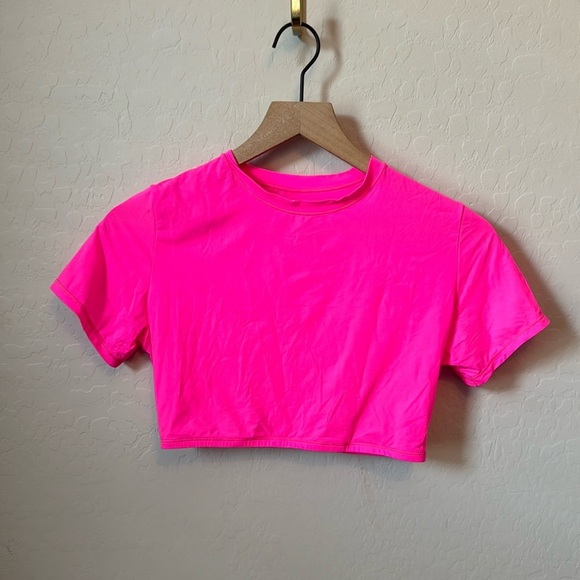 SKIMS Fits Everybody Super Cropped Tee Shirt Neon Pink L - Picture 1 of 5